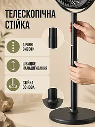 Акумуляторний вентилятор 4 в 1 із сонячною панеллю LED-лампою та PowerBank чорний (49676145) - мініатюра 6