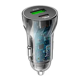 Адаптер автомобільний HOCO Z47A 30W Transparent Discovery Edition dual port чорний - мініатюра 2