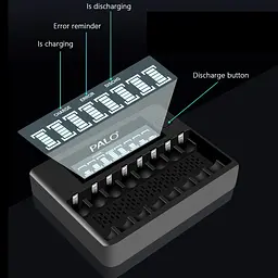 Зарядний пристрій на 8 штук NI-MH акумуляторних батарейок АА або ААА з LCD екраном Palo NC32 (100931) - мініатюра 6
