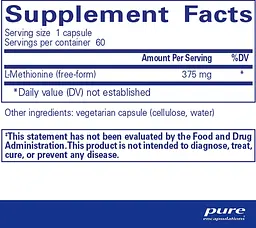 L-метіонін підтримка суглобів та печінки Pure Encapsulations l-Methionine 60 кап - мініатюра 2