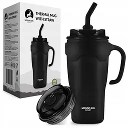 Термокухоль Mountain Goat зі соломинкою 0.65 л Black (P-5905973406123) - мініатюра 2
