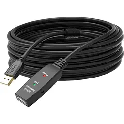 Кабель продовжувач USB 2.0 AM-AF, 20.0 м, активний, з додатковим живленням
