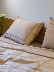 Комплект постільної білизни Ecotton Євро з вишивкою та кантом Shifting Sand в чохлі для зберігання бежевого кольору (25093) - мініатюра 4