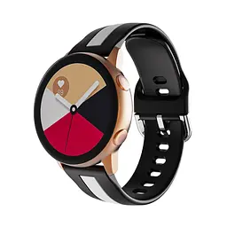 Браслет D2 Normal для Samsung Galaxy Watch 4 - чорно-білий ширина кріплення 20мм силікон Watchbands (W37-1WB14529162) - мініатюра 2