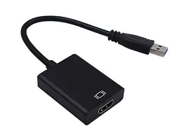 Перехідник USB 3.0 Type-A HDMI AF кабель 20 см чорний - мініатюра 3