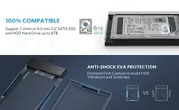 Зовнішній корпус Ugreen 2.5 "USB 3.0 SATA HDD SSD кишеню для жорсткого диска (30847) - мініатюра 5
