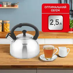 Чайник Tefal Duetto+ зі свистком 2.5 л чорний/сталевий (N4210310) - мініатюра 2
