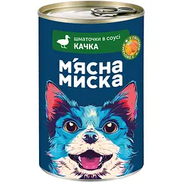 Набір вологого корму М'ясна Миска для собак шматочки в соусі з качкою та овочами 8 шт x 415 г - мініатюра 2