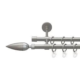 Карниз Orvit Лінея металевий дворядний закритий гладка труба кільце металеве Сатин 16\16 мм 300 см (00-00022624)