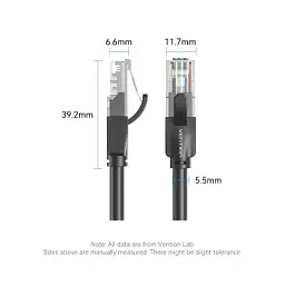 Патч-корд 3м, UTP cat 6 RJ-45 black Vention (IBEBI) - мініатюра 10
