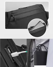 Чоловіча сумка через плече Mark Ryden MR8893 із USB-портами, Чорний - мініатюра 5