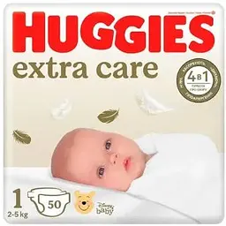 Підгузки Huggies Extra Care 1 (2-5 кг) 50 шт. Підгузки Хаггіс Екстра Кер [MD]