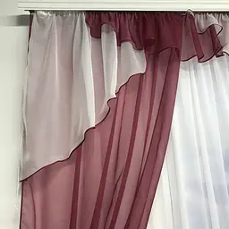 Шифонові штори з ламбрекеном бордового кольору на тасьмі ALBO pbe0052834 - мініатюра 4