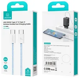 USB Кабель Usams U86 (US-SJ656) Type-C-Type-C PD 60W 5A 1.2m Синій - мініатюра 3