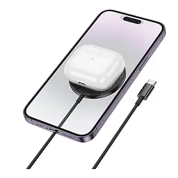 Бездротовий зарядний пристрій Hoco CW61 Ultra thin Magnetic 15W LED Display PD 5V/2A MagSafe Qi Black (36564_3608588) - мініатюра 2