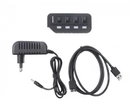 Хаб USB Maxxter HU2A-4P-AC-02, Black, USB 2.0 - 4xUSB 2.0, кабель 1 м, блок живлення, індивідуальні вимикачі на кожний порт - мініатюра 4