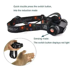 Налобний ліхтар Boruit RJ-020 350 Lm + Panasonic 3400 маг - мініатюра 6
