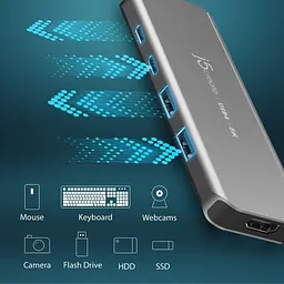 USB-Хаб j5create JCH453-N, USB Type-C 5-в-1 (JCH453-N) - мініатюра 9
