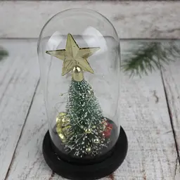 Нічник новорічна ялинка у скляній колбі gold star - мініатюра 7