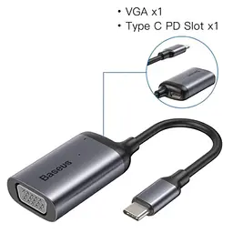 Перехідник Baseus Enjoyment Series Type-C to VGA+PD HUB Convertor CAHUB-O0G Dark Grey - мініатюра 4