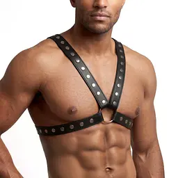 Чоловіча портупея Art of Sex - Spartacus, натуральна шкіра, колір чорний, розмір L-2XL - мініатюра 1