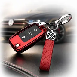 Чохол ключа Volkswagen червоний червоний ремінець (3 кнопки)