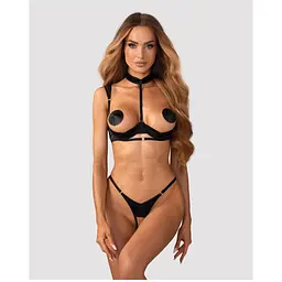 Комплект білизни Obsessive Roccele otwarty 2XL/3X (чорний)