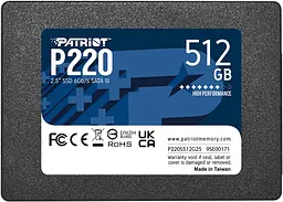 Накопичувач SSD Patriot P220 2.5" SATAIII TLC 512GB (P220S512G25)