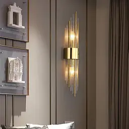 Бра Empire у латунному каркасі із прозорими та металевими трубочками Line F W 18B-100*350