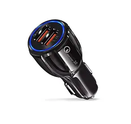 Автомобільний зарядний адаптер SY681, 2 порти USB, швидка зарядка QC3.0, струм 3.1А, з підсвіткою, чорний - мініатюра 6