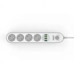 Мережевий фільтр подовжувач 4 євро розетки 4 USB 2м із захистом та заземленням LDNIO SE4432 2500W 10A USB 3.4A - мініатюра 3