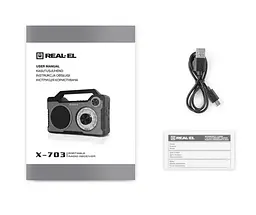 Радиоприемник портативный REAL-EL X703 Black - мініатюра 8