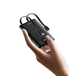 Зовнішній акумулятор VEGER 10000 mAh with built-in cables Type C / Lightning PD QC3.0 2A 22,5W C11 (W1170) black (VG-W1170) - мініатюра 3