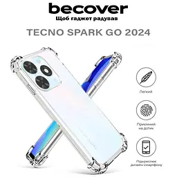 Чохол до мобільного телефона BeCover Anti-Shock Tecno Spark Go 2024 (BG6) Clear (710616) - мініатюра 4
