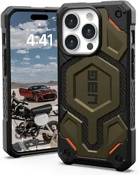 Чохол-накладка Urban Armor Gear Monarch Pro Magsafe для Apple iPhone 15 Pro Kevlar Elemental Green (11422111397B) - мініатюра 2