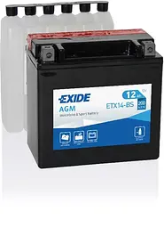 Мото акумулятор EXIDE AGM 6СТ-12Ah Аз 12В 200А (EN) ETX14-BS - мініатюра 1