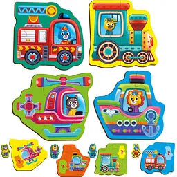 Пазли картонні з грою Vladi Toys Малюк зможе Транспорт Тварини 14 елементів (VT1722-28) - мініатюра 2