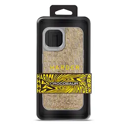 Кожаный чехол для Apple iPhone 14, Harder Crocosaur, бежевый, термополиуретан ТПУ + экокожа с текстурой крокодила, панель, защита корпуса, противоударный, микрофибра, рамка вокруг камеры, защита всего корпуса, (ARM76717) - мініатюра 3