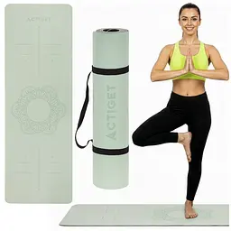 Килимок спортивний Actiget TPE 183 x 61 x 0.6 см для йоги та фітнесу ACT0022 Mint/Black - мініатюра 3