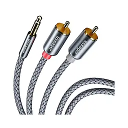 Кабель мультимедійний Essager 3.5 mm M - 2xRCA M чорний 3 м (EYPZJ-MYC0G) - мініатюра 2
