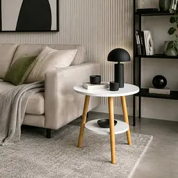 Столик журнальний круглий двох'ярусний з полицею SW-00003364 40x40x52.5 см Білий - мініатюра 9