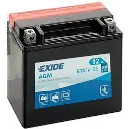 Мото акумулятор EXIDE AGM 6СТ-12Ah АзЕ 12В 200А (EN) ETX14L-BS - мініатюра 2
