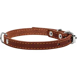 Нашийник одинарний Collar, шкіра, 22-30х1 см, коричневий - мініатюра 4