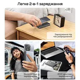 Повербанк 10000mAh Choetech B739 Black QC3.0 PD3.0 бездротова магнітна зарядка (43-00151) - мініатюра 5