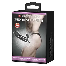 Насадка на пеніс з вібрацією Pretty Love Penis Sleeve II 15.8 см чорний - мініатюра 8