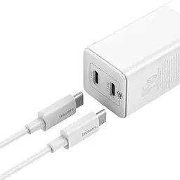 Мережевий зарядний пристрій Baseus GaN2 Q.Charger 1USB + 1Type-C + Cable Type-C 45W CCGAN-Q02 White - мініатюра 2