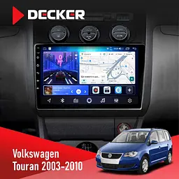 Штатна магнітола Volkswagen Touran 2003-2010 Black Climate Decker D10-006 4x64, 4G Decker (НФ-00006645)