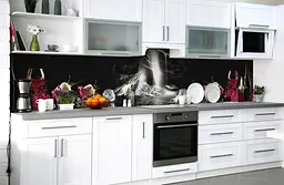 Вініловий кухонний фартух Бризки вина наклейка для кухні келихи троянди Абстракція Чорний Happy Pocket Z181520 - мініатюра 5