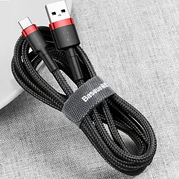 Дата кабель Baseus Cafule USB to Type-C Cable 3A (1m) (CATKLF-B) Червоний / Чорний - мініатюра 3