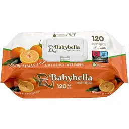 Вологі серветки Babybella Soft&thick Мандарин 120шт